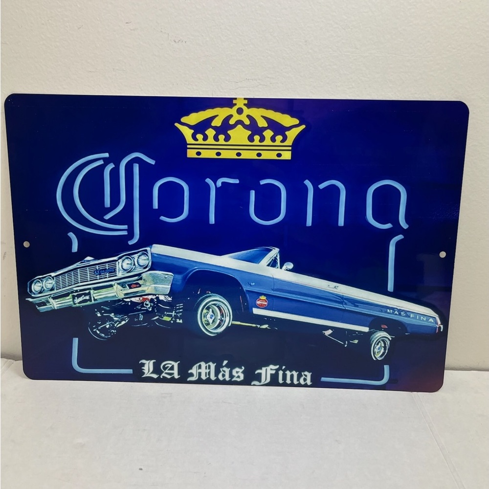 Corona Beer La Mas Fina lowrider metal display sign